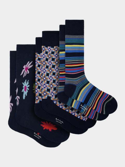 Paul Smith Men's 3-Pack Assorted Printed Socks