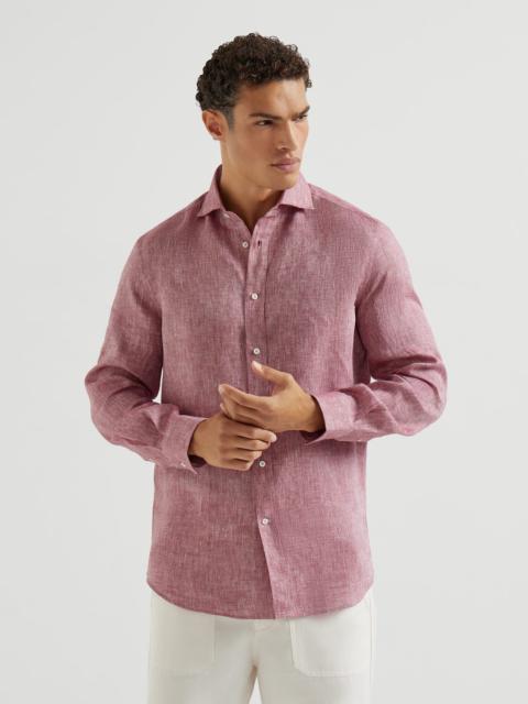 Brunello Cucinelli Linen easy fit shirt with spread collar