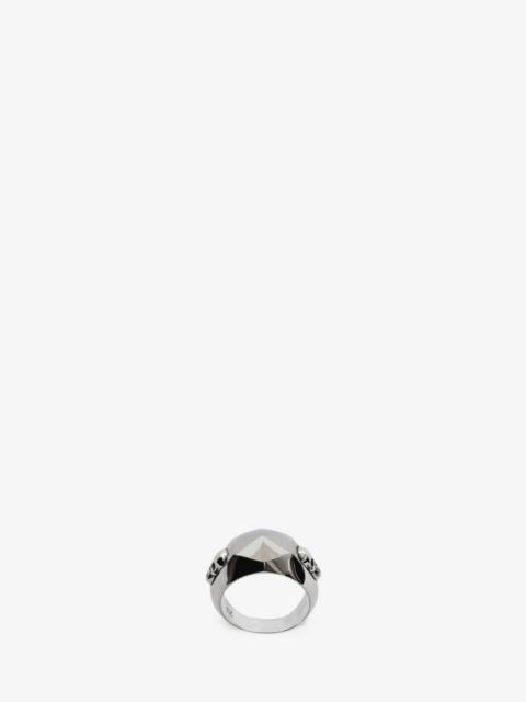 Alexander McQueen Skull And Stud Ring in Antique Silver