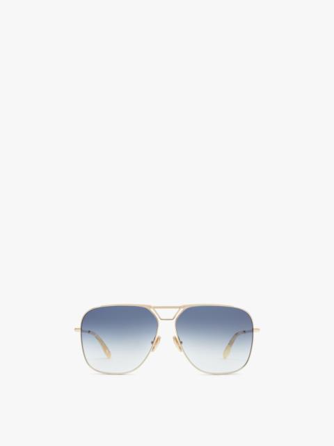 Victoria Beckham Classic V Metal Navigator Sunglasses In Gold Blue