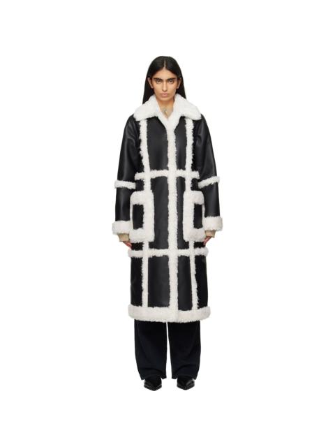 STAND STUDIO Black & Off-White Patrice Faux-Shearling Coat