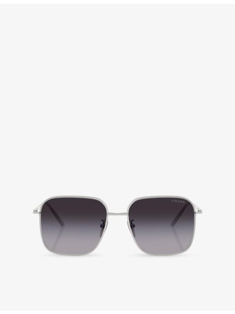 Prada PR C54SD Square-Frame Metal Sunglasses