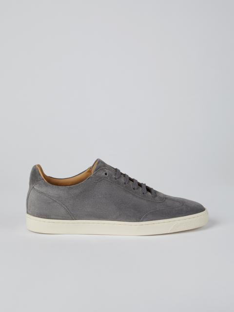 Suede sneakers with natural rubber sole