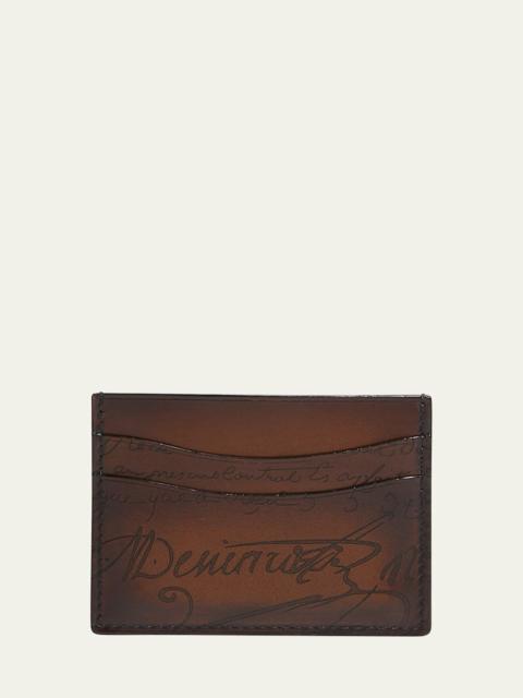 Berluti Men's Bambou Scritto Leather Card Case