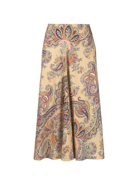 paisley-print wool-blend skirt