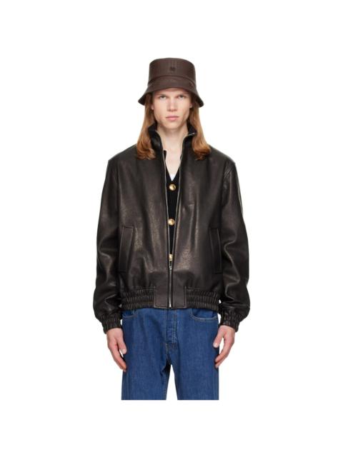 Valentino Black High Neck Leather Jacket