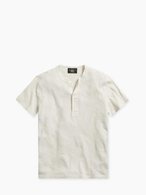 RRL by Ralph Lauren RRL WAFFLE-KNIT HENLEY SHIRT PAPER WHITE