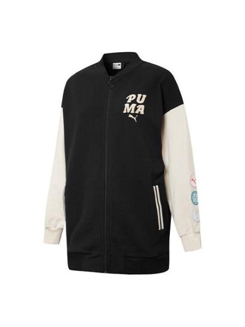 PUMA (WMNS) PUMA Bomber Logo Printing Retro Colorblock Jacket Black 536309-01