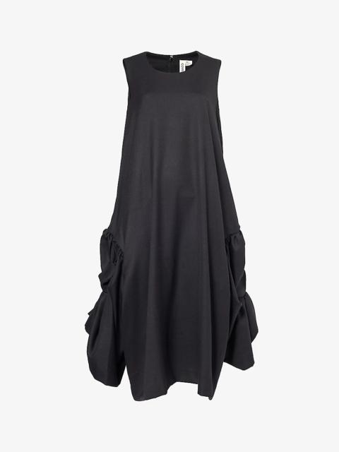 Relaxed-fit draped-side wool-blend midi dress