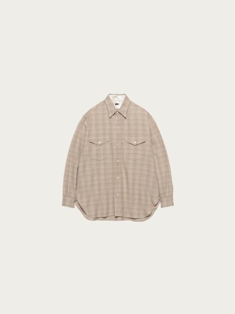 Nanamica Regular Collar Wool Plaid Shirt - Beige