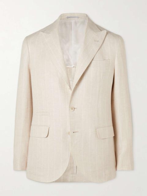 Unstructured Striped Linen, Wool and Silk-Blend Blazer