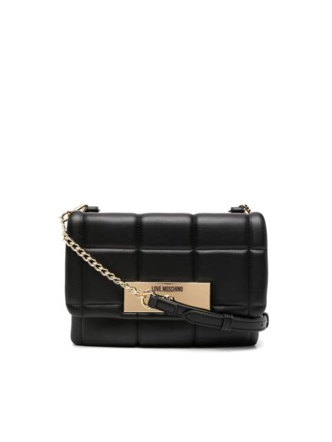 Moschino engraved-logo quilted-finish crossbody bag