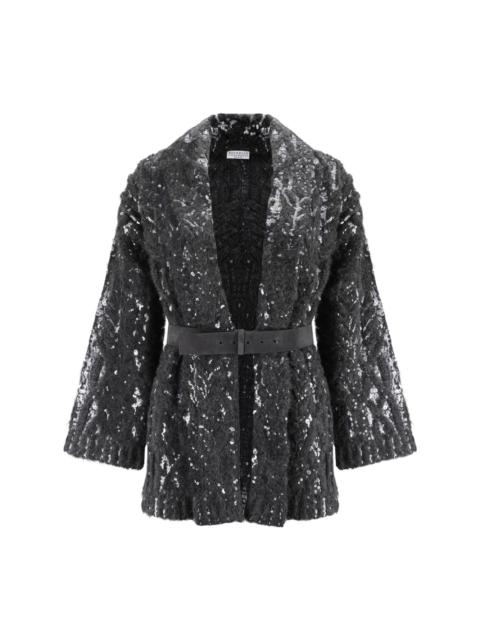 sequin belted jacket