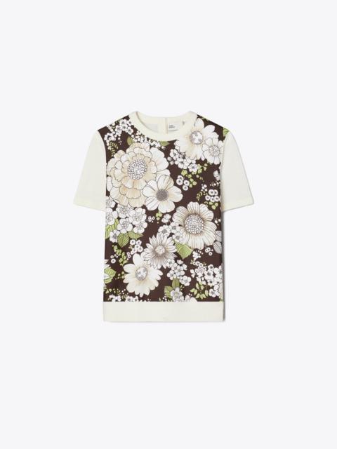 TORY BURCH Silk-Front Wool Top