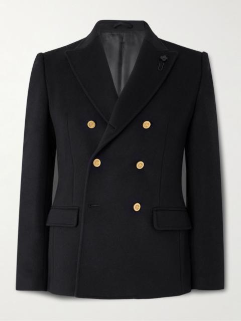 LARDINI Double-Breasted Virgin Wool Blazer Black