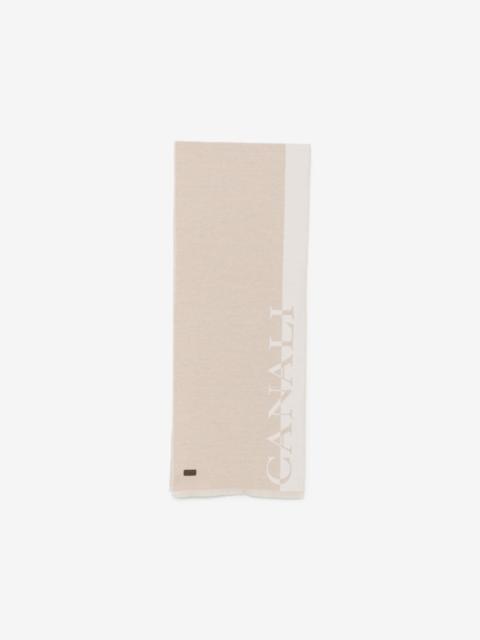 Canali logo-print fringed-edge scarf