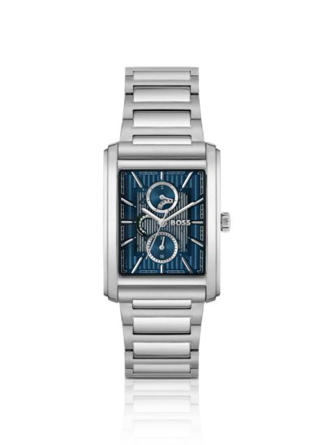 BOSS LINK-BRACELET WATCH WITH BLUE TEXTURED SKELETON DIAL