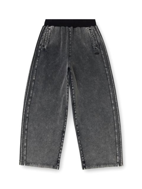 Diesel WIDE PANTS IN WASHED COTTON WITH SIDE BANDS