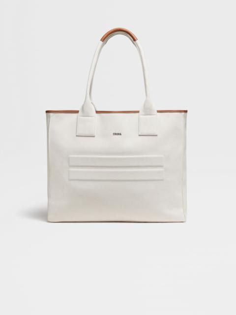 ZEGNA OFF WHITE COTTON TOTE BAG