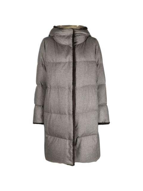 faux fur-lined quilted coat