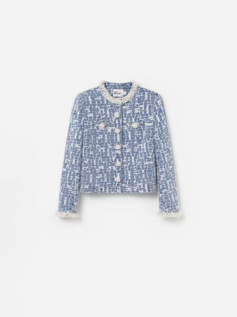 self-portrait Blue Textured Denim Jacket