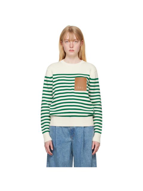 STAUD Off-White & Green Sunset Sweater