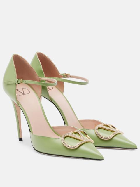 Valentino D'Orsay VLogo embellished leather pumps