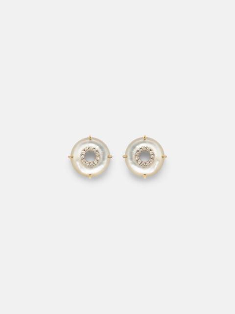 MATEO 14kt gold (585/1000) earrings with diamonds and pearls