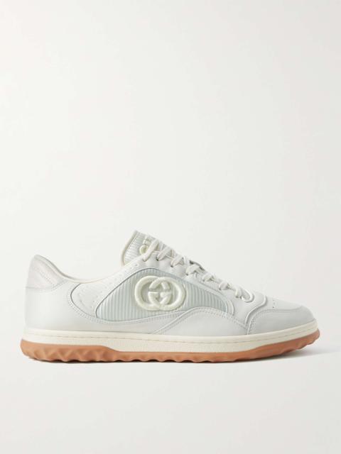 GUCCI Mac80 Logo-Embroidered Leather and Mesh Sneakers