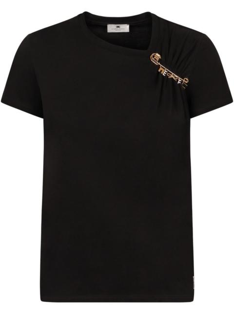 ELISABETTA FRANCHI brooch-embellished T-shirt