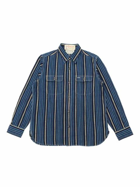 SUGAR CANE FICTION ROMANCE - 5.5oz. INDIGO STRIPE WORK SHIRT - SC29592