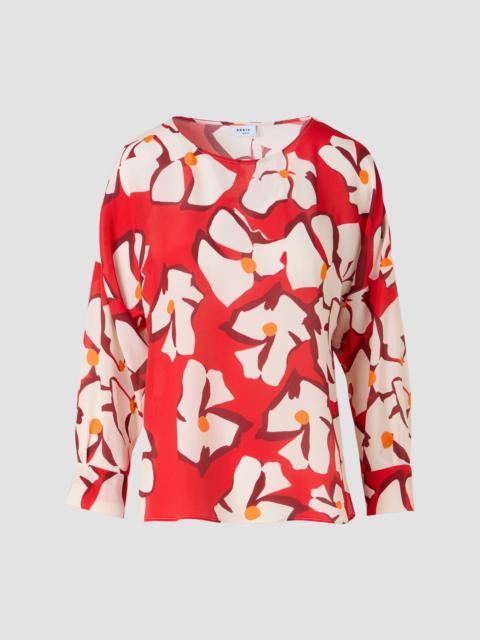 AKRIS Women's Abstract Floral Silk Blouse - Red Cream
