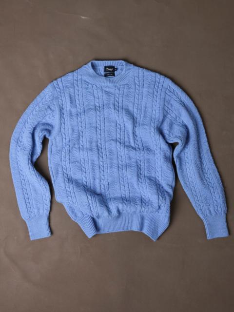 Drake's Lilac Wool-Alpaca Cable Knit Crew Neck Jumper