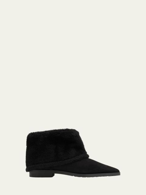 TOTEME Fold Down Shearling Suede Ankle Boots