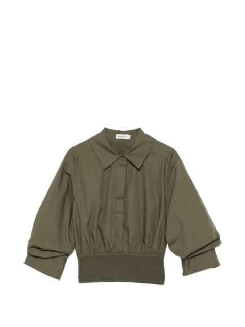 gathered-sleeve cropped shirt