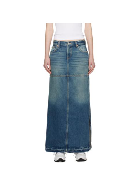 RE/DONE Blue Split Denim Maxi Skirt