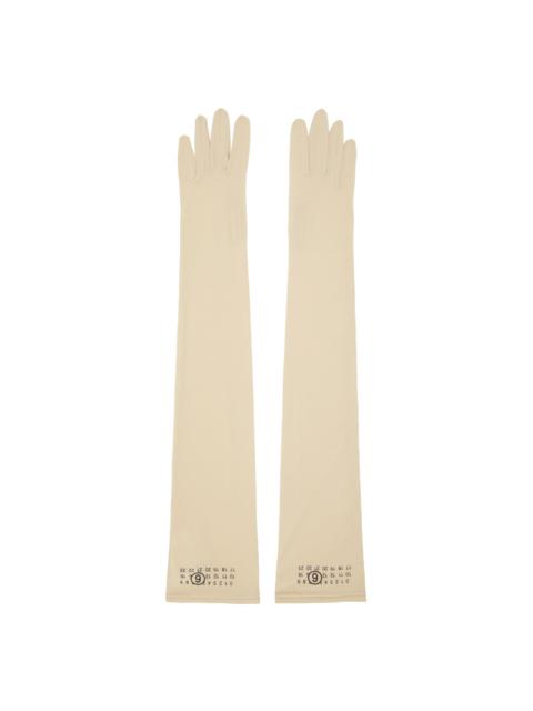 MM6 Maison Margiela Beige Printed Gloves