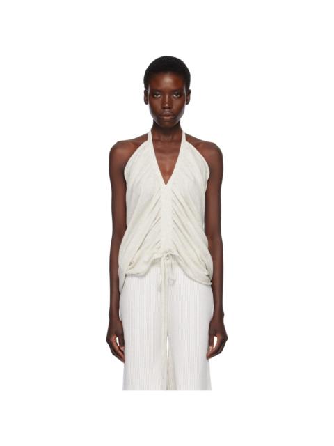LAUREN MANOOGIAN Gray Drape Halter Top
