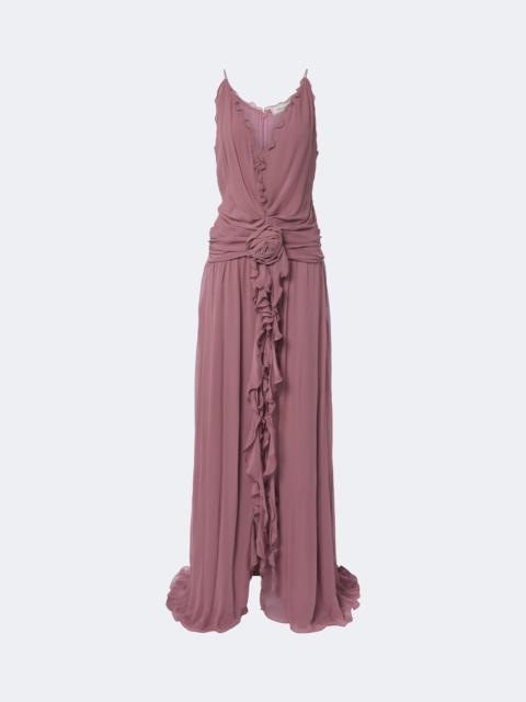 Blumarine Floral-appliqué ruffled georgette gown