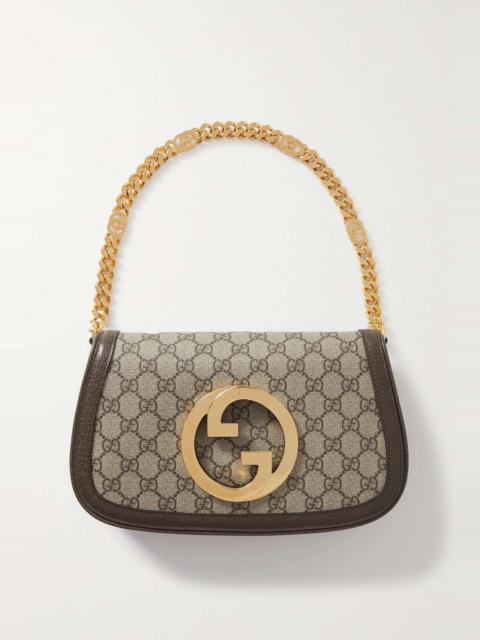 GUCCI New Blondie textured leather-trimmed printed coated-canvas shoulder bag