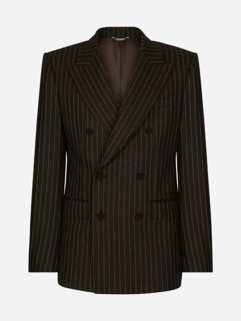 Double-breasted pinstripe wool Sicilia-fit jacket