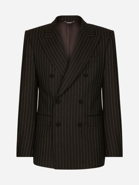 Double-breasted pinstripe wool Sicilia-fit jacket