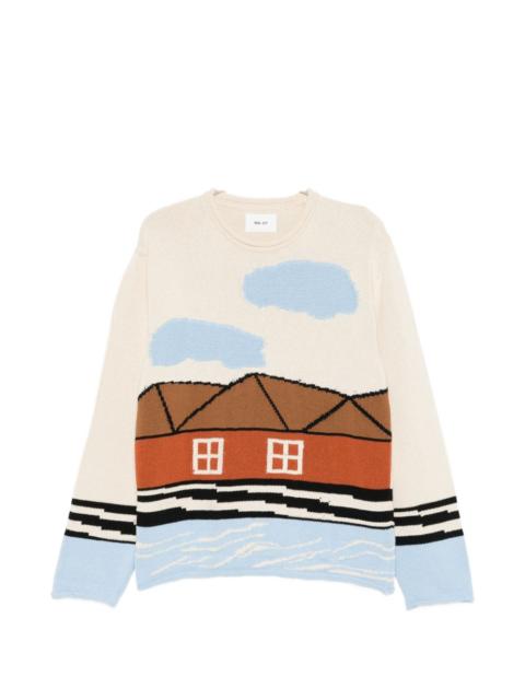 NN07 Mikkel house-graphic crew-neck sweater