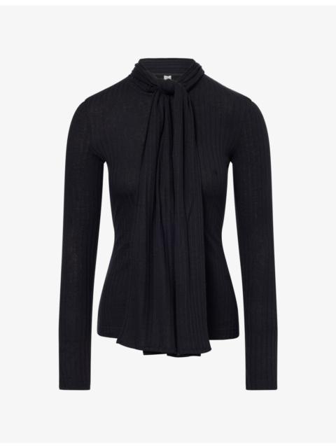 TOTEME Ribbed Bow Jersey Blouse