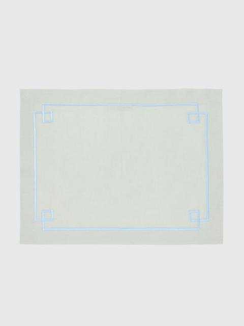 EMILIA WICKSTEAD Set of 4 Inverted Aztec Placemats in Verde Greco & Blue Linen