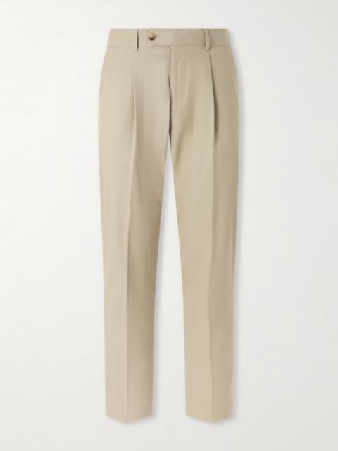 Paul Smith Straight-Leg Pleated Organic Cotton-Twill Trousers