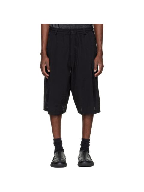 Y-3 Black Crinkle Pleated Shorts