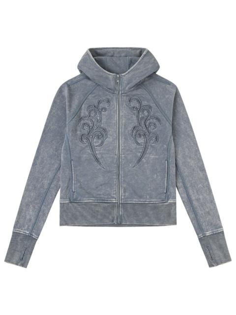 EVISU Reversed Fabric Cropped Hoodie