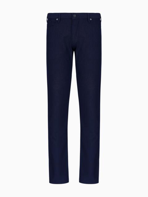 J06 slim-fit, yarn-dyed, cotton-blend trousers