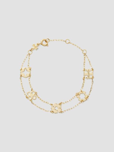TORY BURCH Women's 18K-Gold-Plated Double-Chain Charm Bracelet - Tory Gold